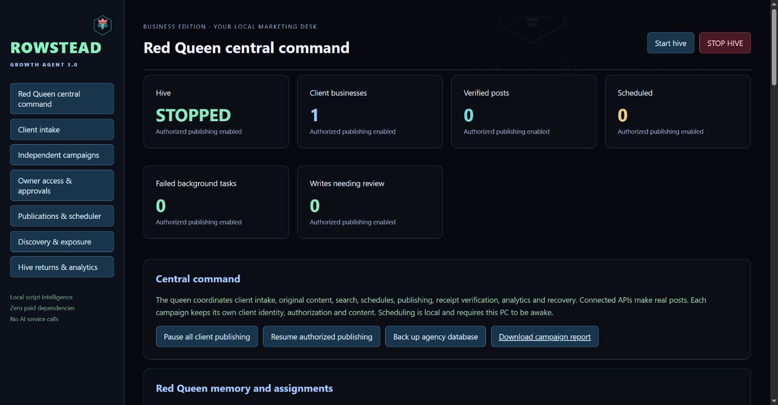 Actual Windows dashboard with starter campaign